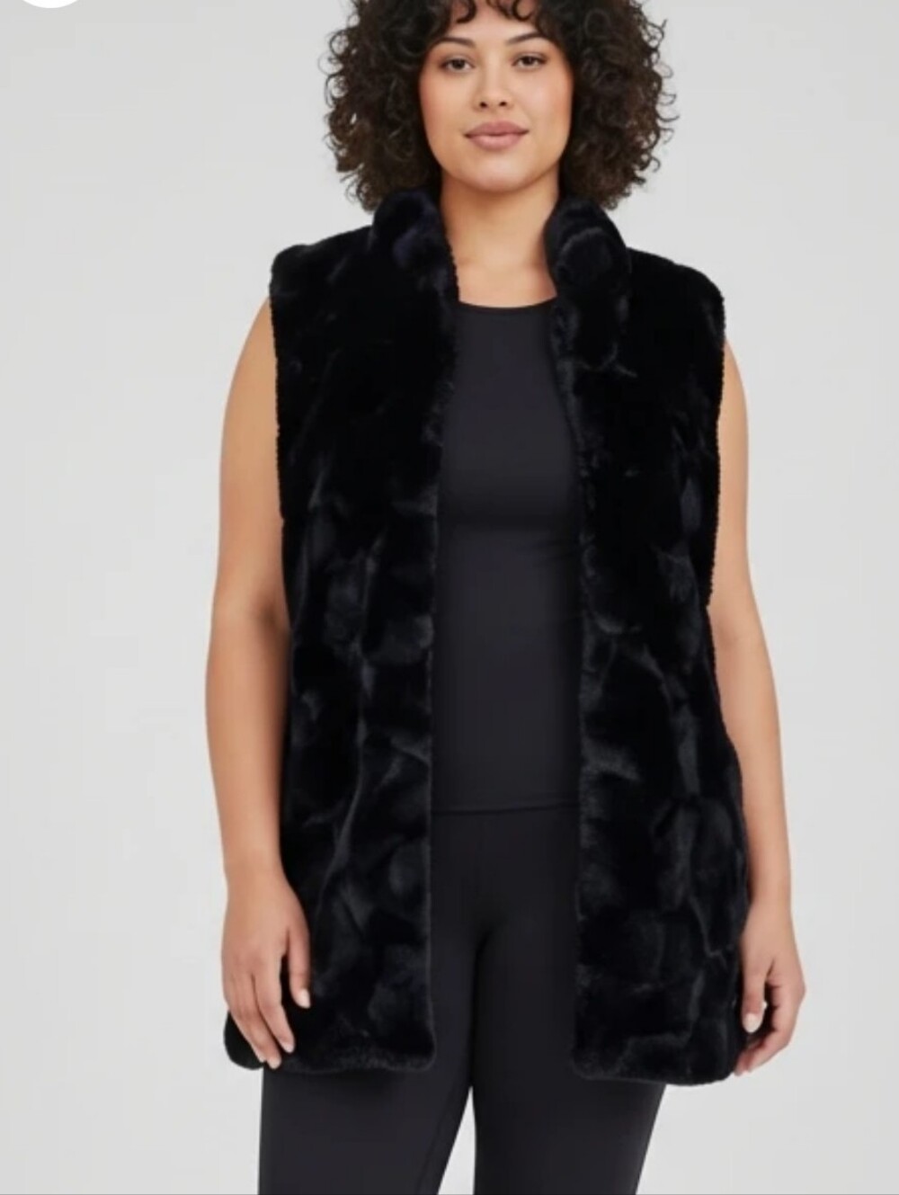 Rachel Zoe super soft‎ Cozy black Vegan fur vest plus size 1X new!!!